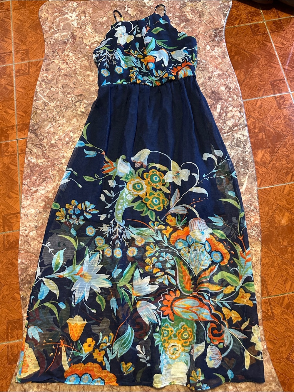 Amy Byer Navy Maxi Dress with Multicolor Floral Print